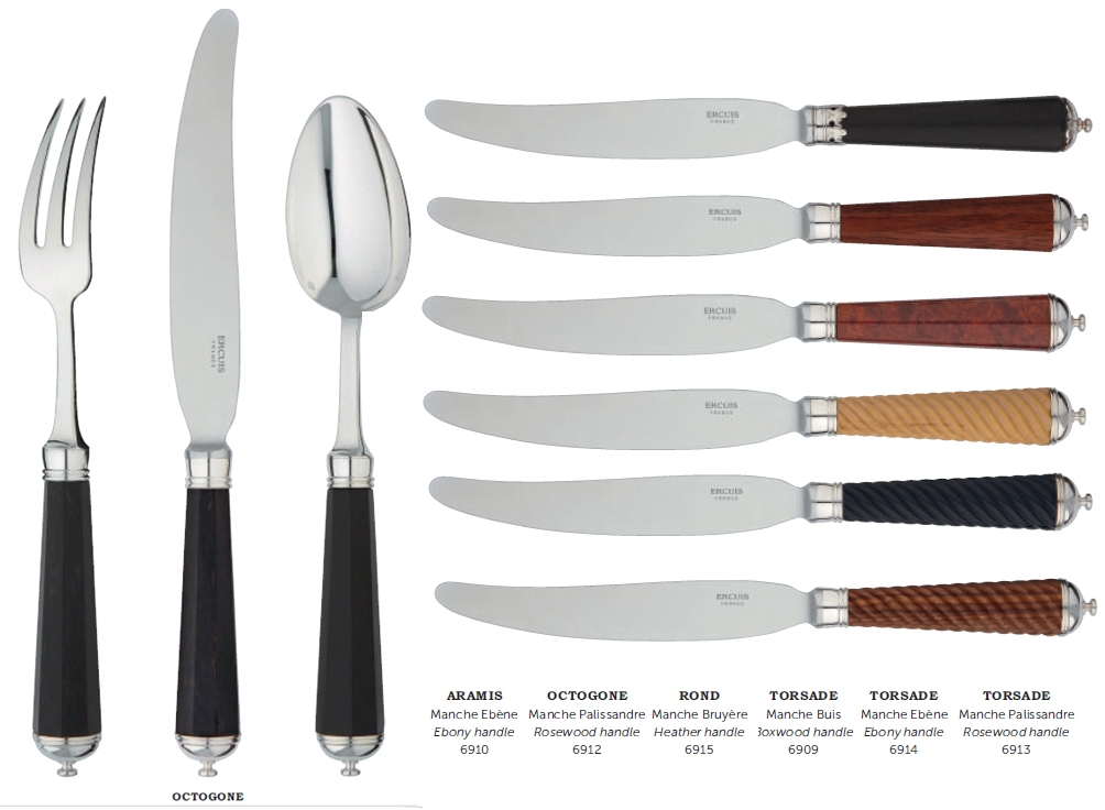 flatware Ercuis sterling conde octogone palissandre fish serving knife